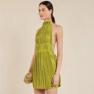 CULT GAIA l Bethanie Plissé Satin Mini Dress with Tags